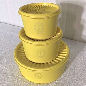 Vintage Tupperware Yellow Servalier Stacking Storage Container Set 6pc